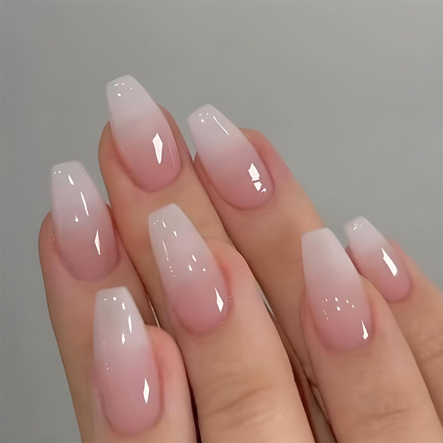 Nail Art Pink - Zestaw 24 błyszczących, krótkich naklejek na