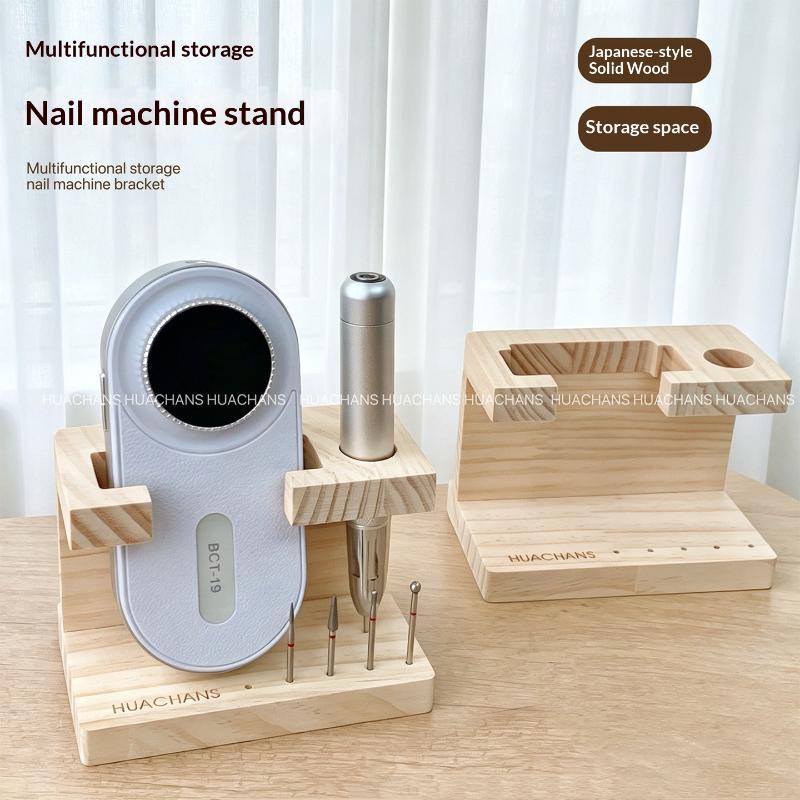 Nail Drill Machine - Przenośny Drewniany Stojak na Frezy do