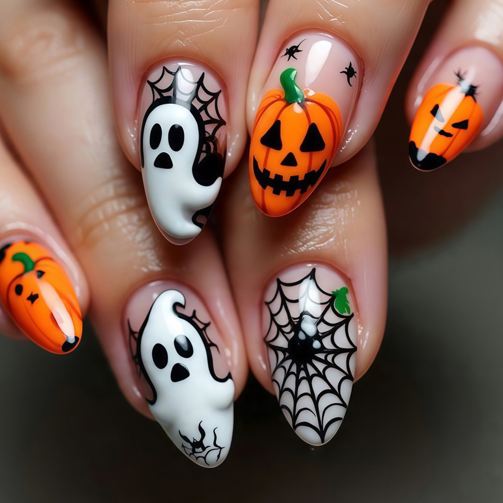 Nail Art Press On - 24 szt. sztucznych paznokci na Halloween