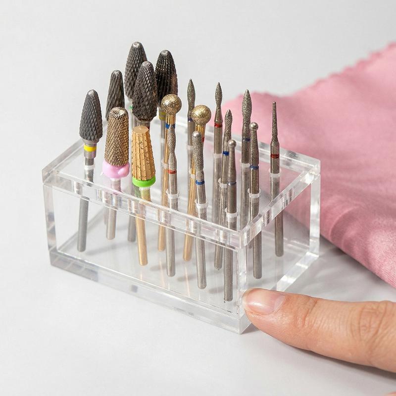 Nail Drill Machine - 18-otworowy akrylowy drewniany uchwyt na frezy