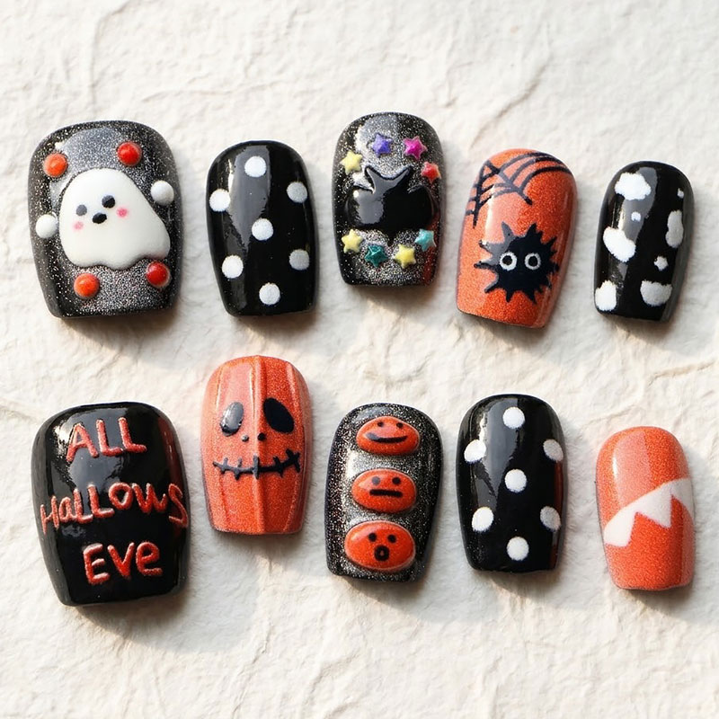 Nail Art Press On - 10 szt. paznokci na Halloween z
