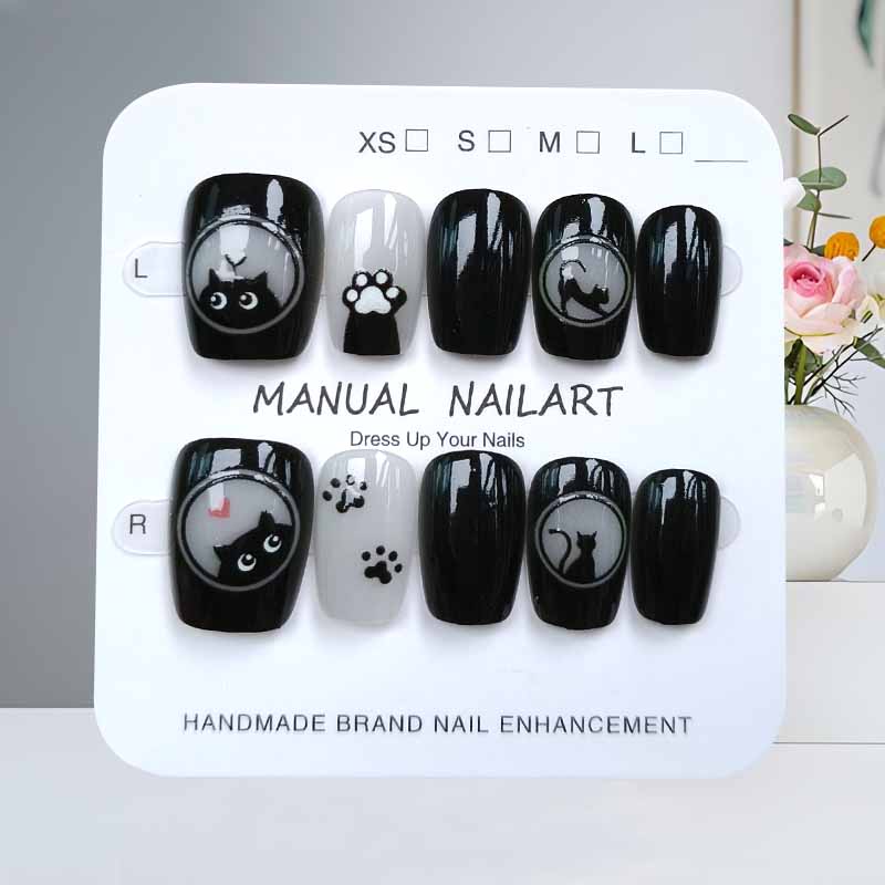 Nail Art Pink - 10 szt. Urocze, ręcznie robione paznokcie