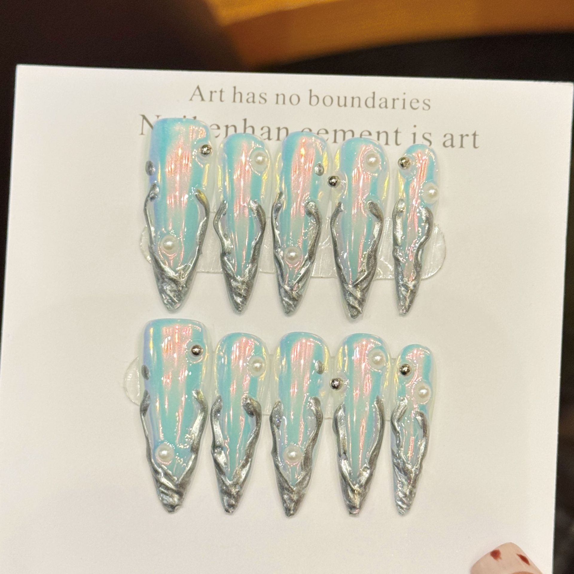 10 szt. Srebrne Paznokcie Sztu – Nail Art Press On recenzja i cena