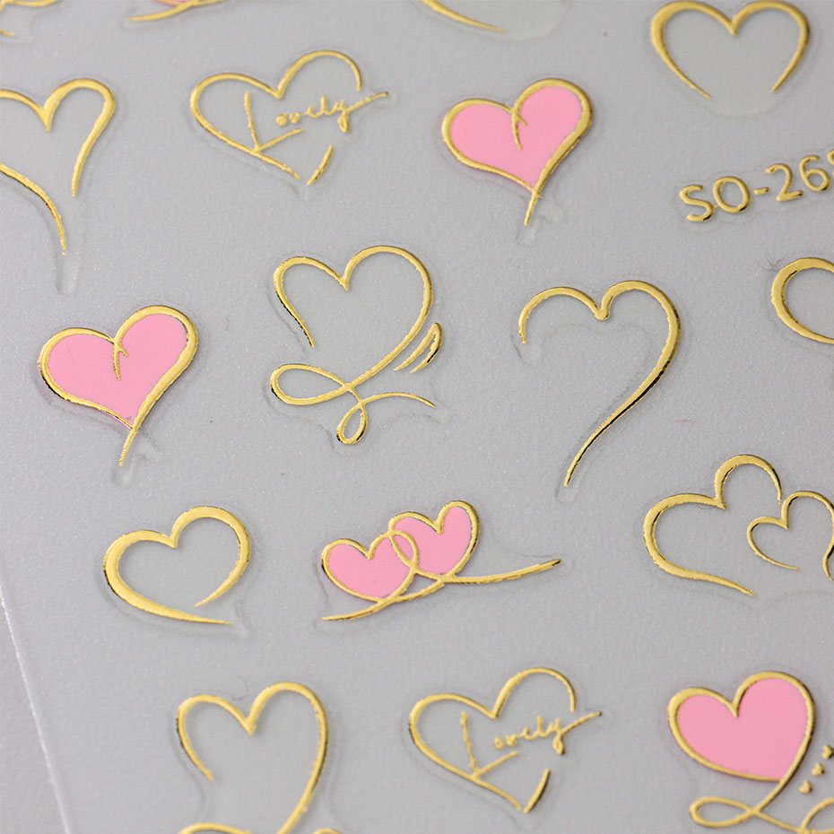3szt Y2K Gold Wave Line Heart  – Nail Art Valentines Day recenzja i cena
