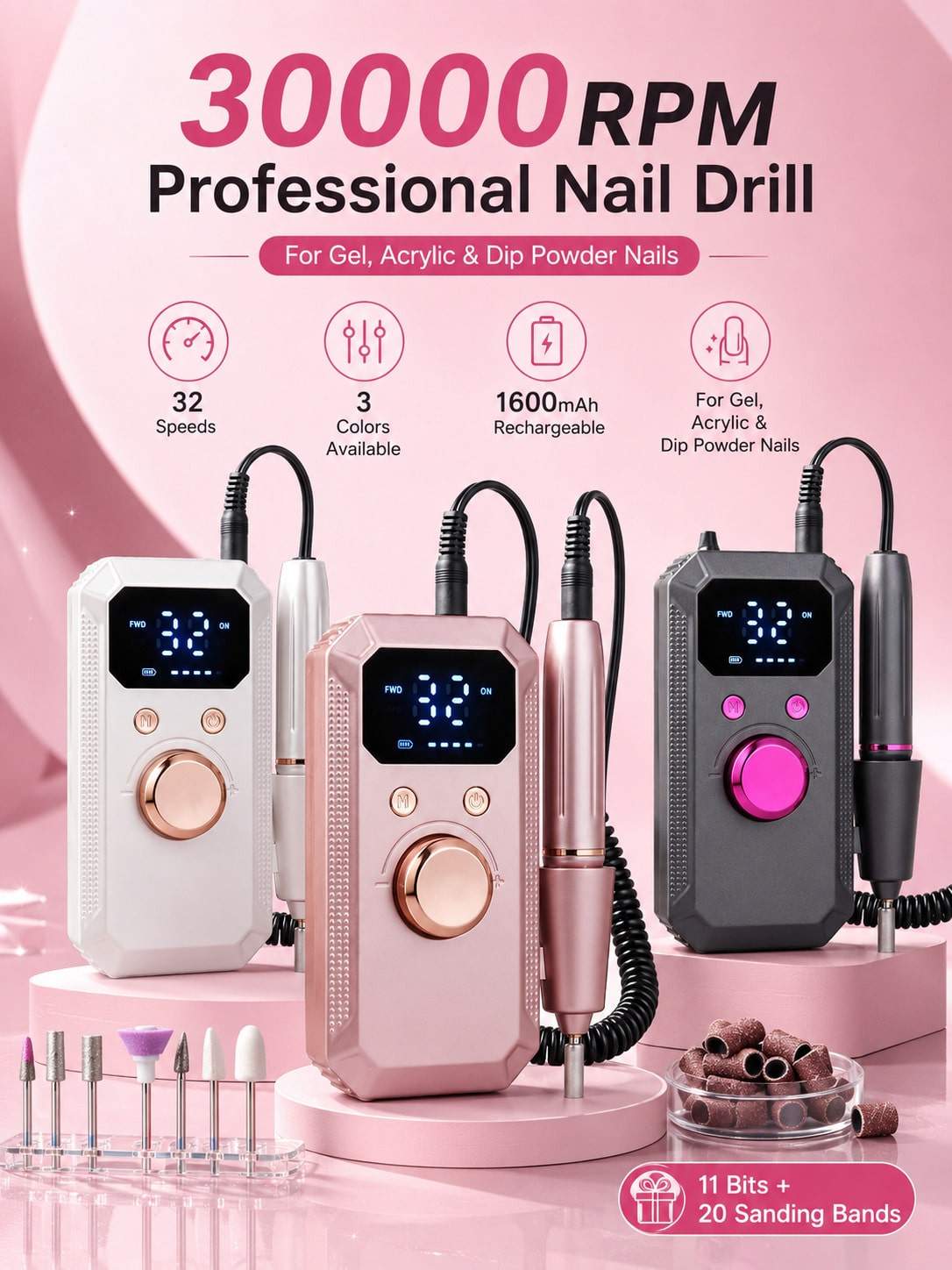 Profesjonalna bezprzewodowa el – Nail Drill Machine recenzja i cena